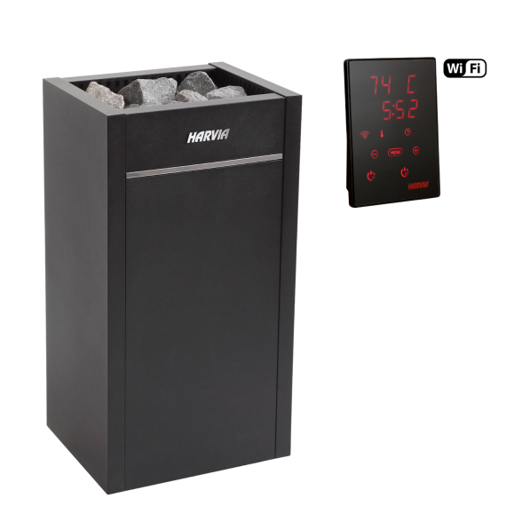 Elektrinė pirties krosnelė HARVIA VIRTA BLACK 11,0 kW su Xenio Wifi valdymu, Pirties krosnelės be garo generatoriaus
