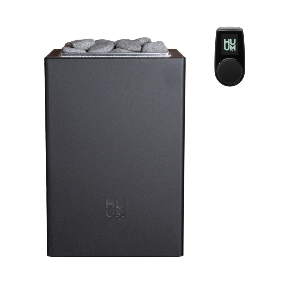 Elektrinė pirties krosnelė HUUM CORE WALL MINI COMBI BLACK 3,6 kW su UKU Local Classic valdymu, Pirties krosnelės su garo generatoriumi