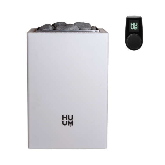 Elektrinė pirties krosnelė HUUM CORE WALL MINI COMBI WHITE 3,6 kW su UKU Local Classic valdymu, Pirties krosnelės su garo generatoriumi