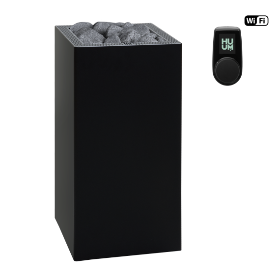Elektrinė pirties krosnelė HUUM CORE BLACK 10,5 kW su UKU Wifi Classic valdymu, Pirties krosnelės be garo generatoriaus