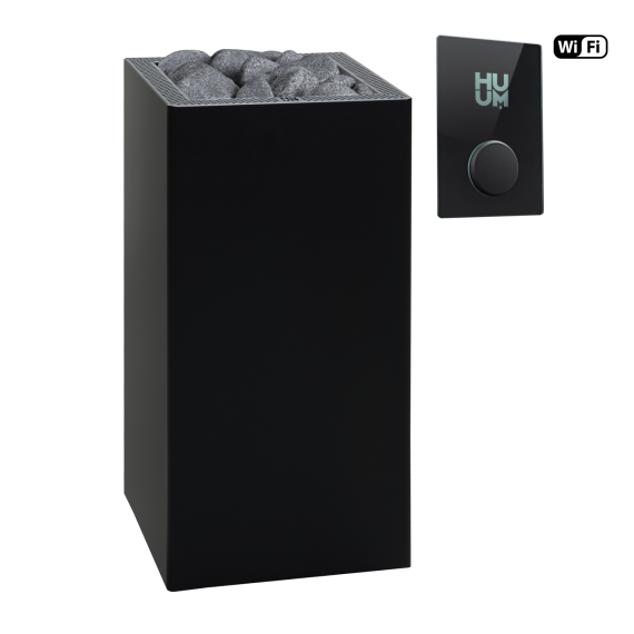 Elektrinė pirties krosnelė HUUM CORE BLACK 10,5 kW su UKU Wifi Glass valdymu, Pirties krosnelės be garo generatoriaus