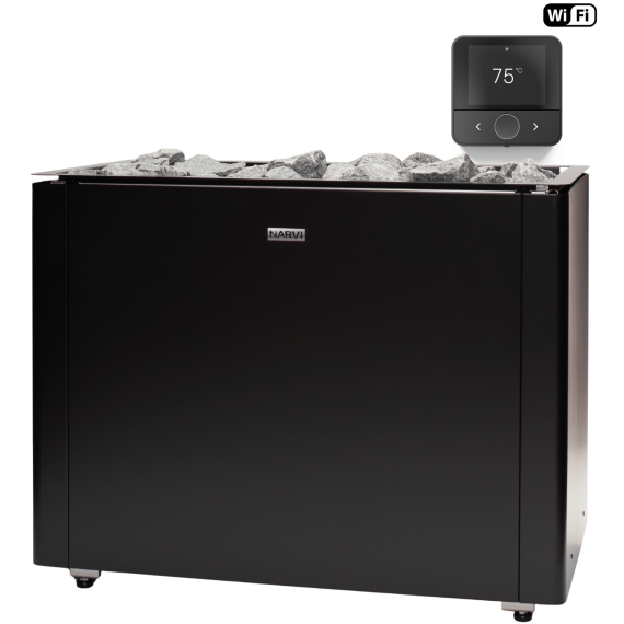 Elektrinė pirties krosnelė NARVI ULTRA BIG BLACK 18,0kW su Flow WiFi valdymu, Pirties krosnelės be garo generatoriaus
