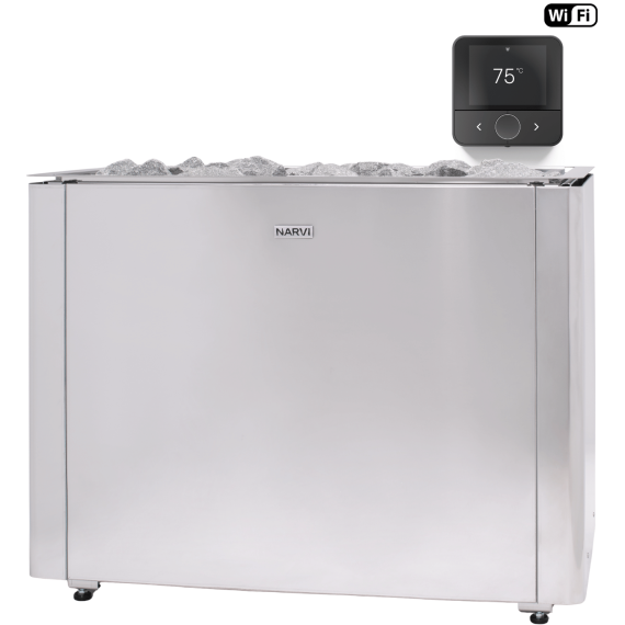 Elektrinė pirties krosnelė NARVI ULTRA BIG STAINLESS 18,0kW su Flow WiFi valdymu, Pirties krosnelės be garo generatoriaus