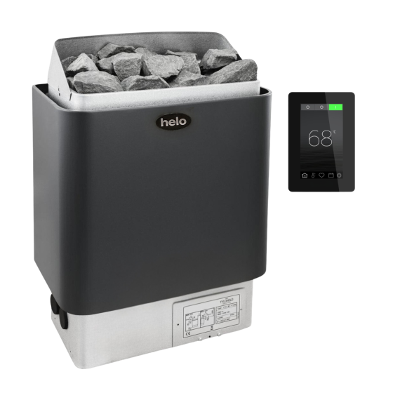 Elektrinė pirties krosnelė Helo Cup Graphite D/STJ 6,0 kW Helo Elite Free (su WE 30 kontaktorių bloku), Helo elektrinės pirties krosnelės