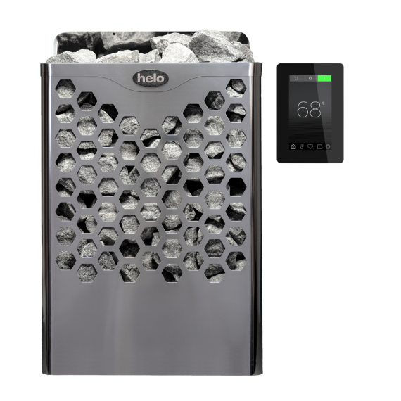 Elektrinė pirties krosnelė Helo Hanko Chrome D/STJ 8,0 kW Helo Elite Free (su WE 30 kontaktorių bloku), Helo elektrinės pirties krosnelės