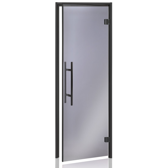 Garinės pirties durys AD AU LUX BLACK 7 x 190<br>Skaidri