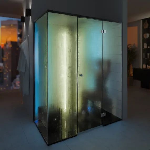 Garo dušas TYLO STEAM VISTA DOUBLE CORNER 160 kairė Matt Black, Garinės dušo kabinos - Patikimi pirties įrengimo sprendimai nuo A iki Z