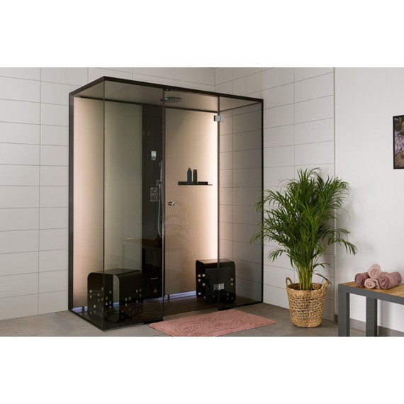 Garo dušas TYLO STEAM VISTA DOUBLE CORNER 160 kairė Matt Black, Garinės dušo kabinos - Viskas, ko reikia moderniai ir funkcionaliai pirčiai