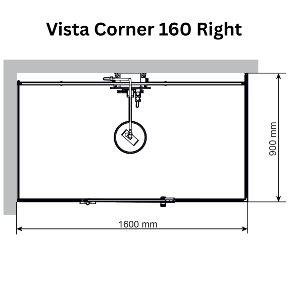 Garo dušas TYLO STEAM VISTA CORNER 160 dešinė Matt Black, Garinės dušo kabinos
