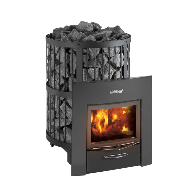 Malkinė pirties krosnelė HARVIA LEGEND 240 DUO BLACK, Malkinės pirties krosnelės su išorine pakura