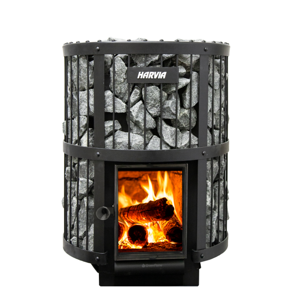 Malkinė pirties krosnelė HARVIA LEGEND 240 GREENFLAME BLACK, Malkinės pirties krosnelės su vidine pakura