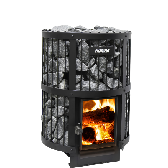 Malkinė pirties krosnelė HARVIA LEGEND 240 GREENFLAME BLACK, Malkinės pirties krosnelės su vidine pakura