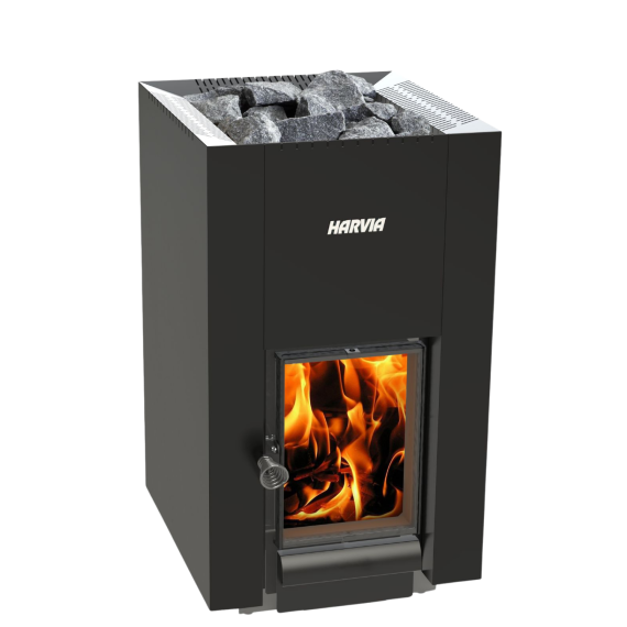 Malkinė pirties krosnelė HARVIA LINEAR 18 COMPACT BLACK, Malkinės pirties krosnelės su vidine pakura