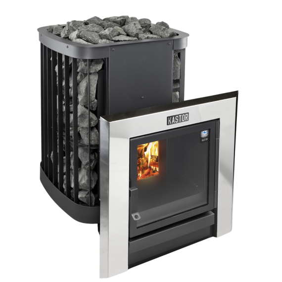 Malkinė pirties krosnelė KASTOR SAGA T 22 Chromuota, Malkinės pirties krosnelės su išorine pakura