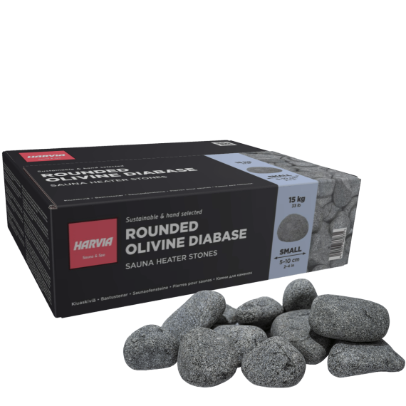 Pirties akmenys HARVIA gludintas olivinis diabazas 20 kg, 10 - 15 cm, Pirties akmenys
