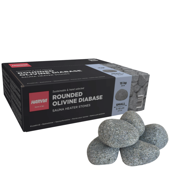 Pirties akmenys HARVIA gludintas olivinis diabazas 20 kg, 5 - 10 cm, Pirties akmenys