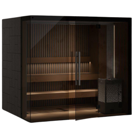 Saunos kabina TYLO REFLECTION GLASS CORNER RIB LEFT