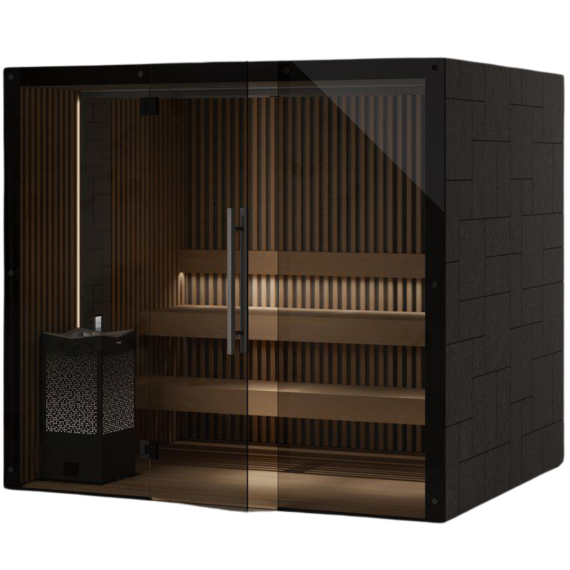 Saunos kabina TYLO REFLECTION GLASS FRONT RIB 180x180<br>Alksnis